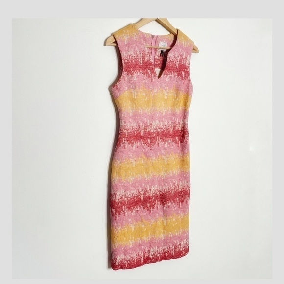 Anthropologie HD In Paris Strata Sheath Dress Sleeveless Cotton Notch V Neck 0 - Picture 10 of 11